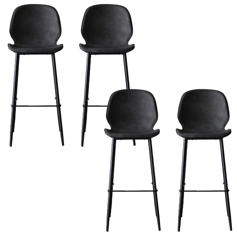 Modern Backrest Armless Counter Stool Iron Cafe Bar High Stool with Leather Cushion