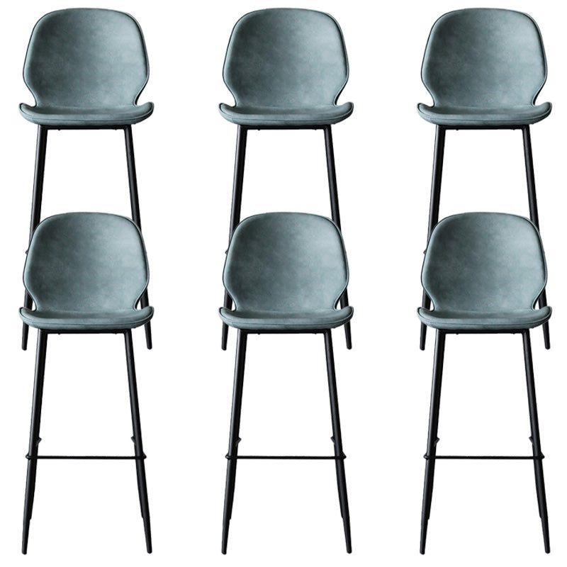 Modern Backrest Armless Counter Stool Iron Cafe Bar High Stool with Leather Cushion