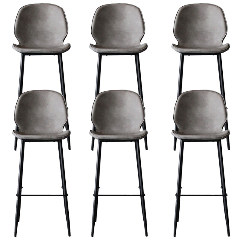 Modern Backrest Armless Counter Stool Iron Cafe Bar High Stool with Leather Cushion