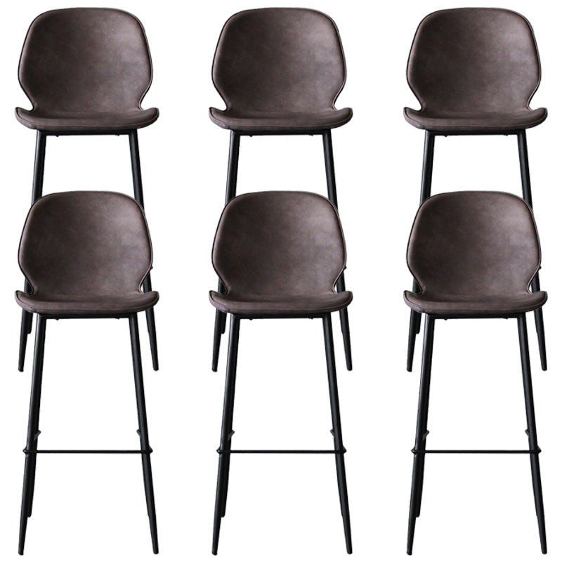 Modern Backrest Armless Counter Stool Iron Cafe Bar High Stool with Leather Cushion