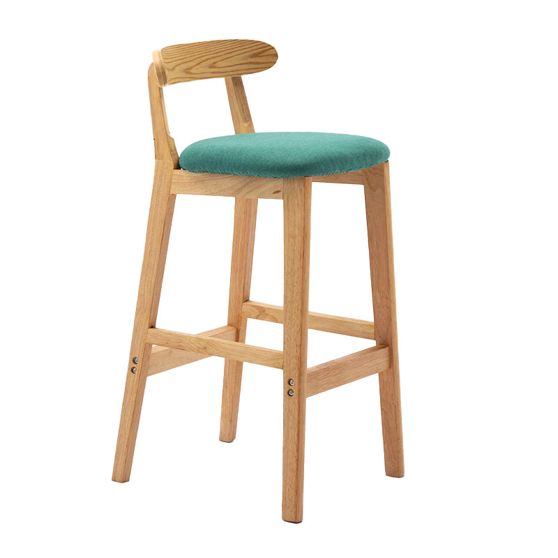 Industrial Armless Backrest Counter Stool Rubber Wood Cafe Bar Stool with Pedal