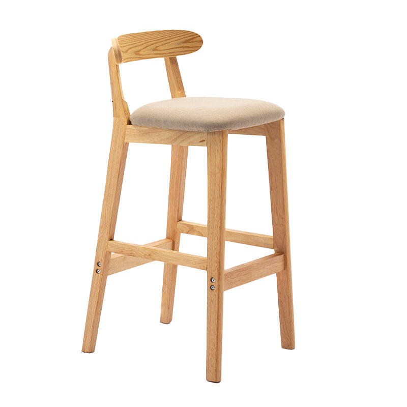 Industrial Armless Backrest Counter Stool Rubber Wood Cafe Bar Stool with Pedal