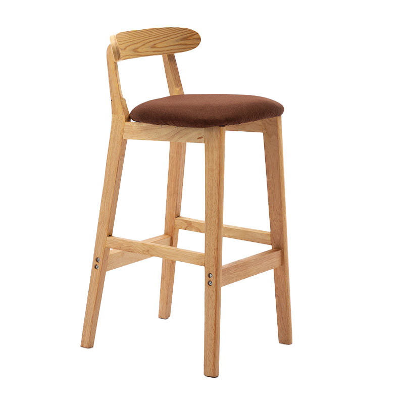 Industrial Armless Backrest Counter Stool Rubber Wood Cafe Bar Stool with Pedal