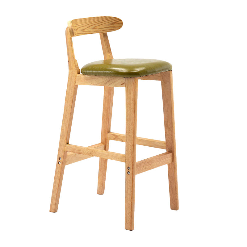 Industrial Armless Backrest Counter Stool Rubber Wood Cafe Bar Stool with Pedal