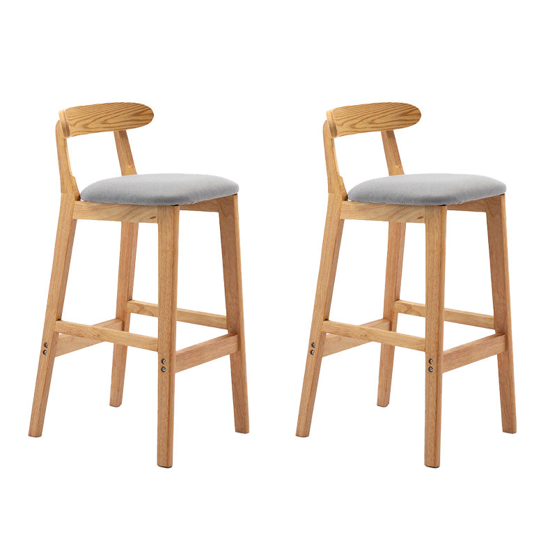Industrial Armless Backrest Counter Stool Rubber Wood Cafe Bar Stool with Pedal