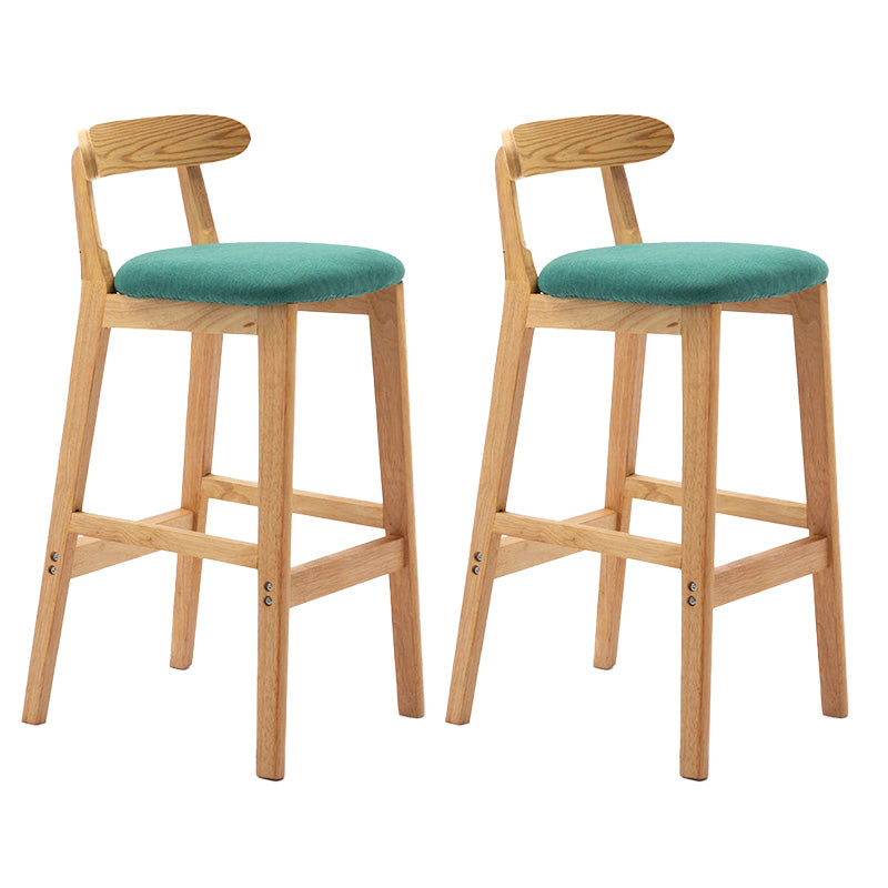 Industrial Armless Backrest Counter Stool Rubber Wood Cafe Bar Stool with Pedal
