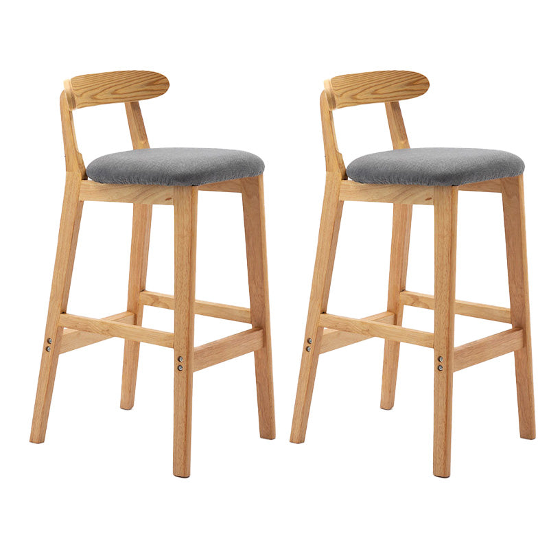 Industrial Armless Backrest Counter Stool Rubber Wood Cafe Bar Stool with Pedal