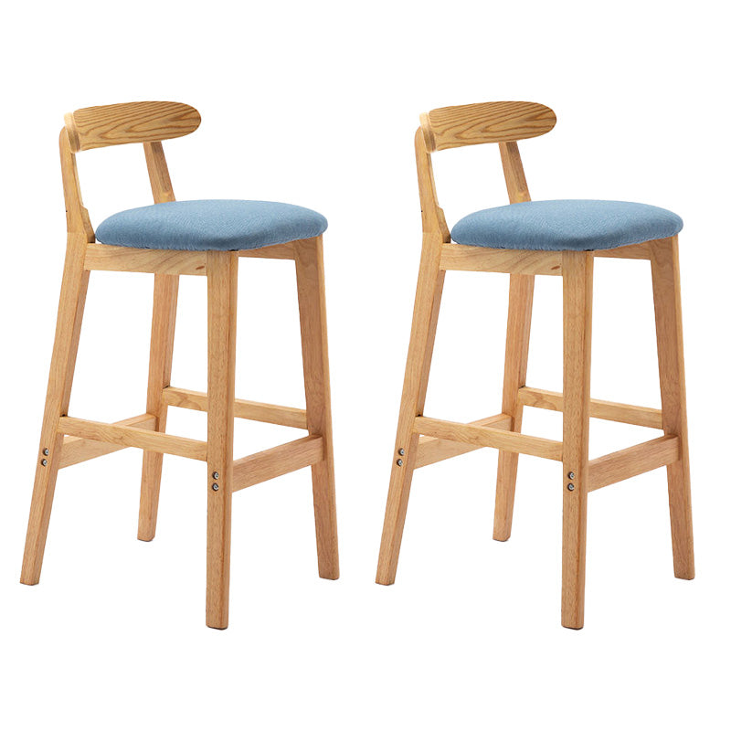 Industrial Armless Backrest Counter Stool Rubber Wood Cafe Bar Stool with Pedal