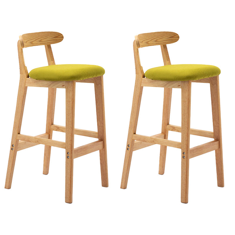 Industrial Armless Backrest Counter Stool Rubber Wood Cafe Bar Stool with Pedal
