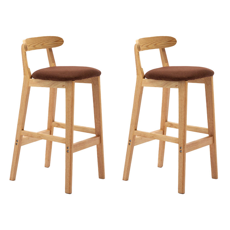 Industrial Armless Backrest Counter Stool Rubber Wood Cafe Bar Stool with Pedal