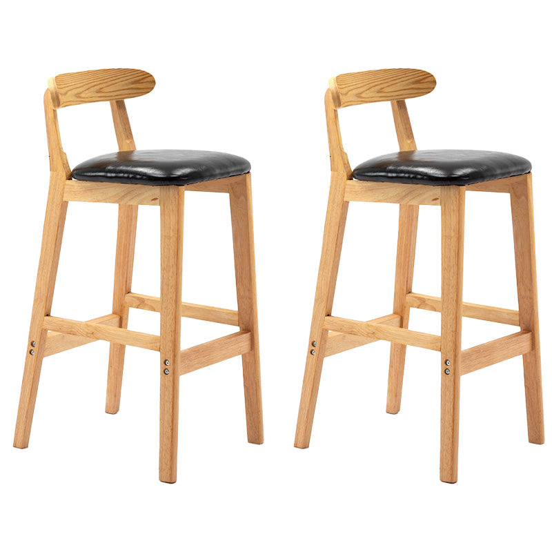 Industrial Armless Backrest Counter Stool Rubber Wood Cafe Bar Stool with Pedal