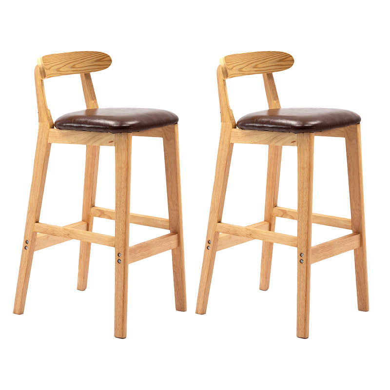 Industrial Armless Backrest Counter Stool Rubber Wood Cafe Bar Stool with Pedal