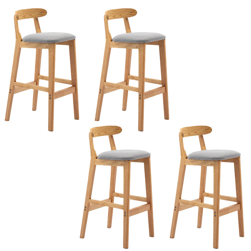 Industrial Armless Backrest Counter Stool Rubber Wood Cafe Bar Stool with Pedal