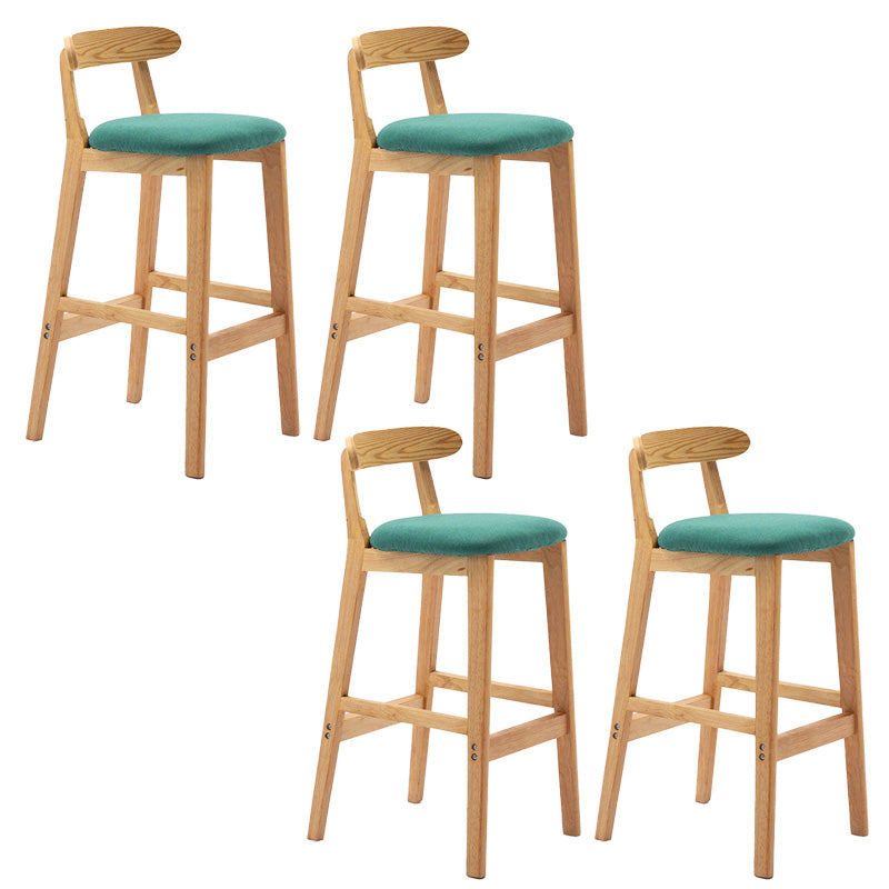 Industrial Armless Backrest Counter Stool Rubber Wood Cafe Bar Stool with Pedal