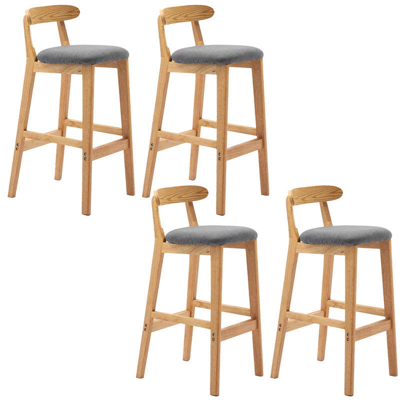 Industrial Armless Backrest Counter Stool Rubber Wood Cafe Bar Stool with Pedal