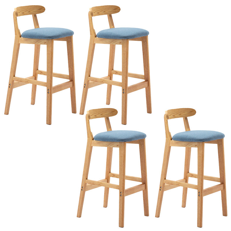 Industrial Armless Backrest Counter Stool Rubber Wood Cafe Bar Stool with Pedal
