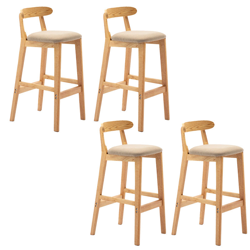 Industrial Armless Backrest Counter Stool Rubber Wood Cafe Bar Stool with Pedal