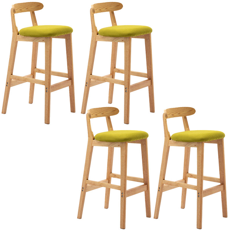 Industrial Armless Backrest Counter Stool Rubber Wood Cafe Bar Stool with Pedal