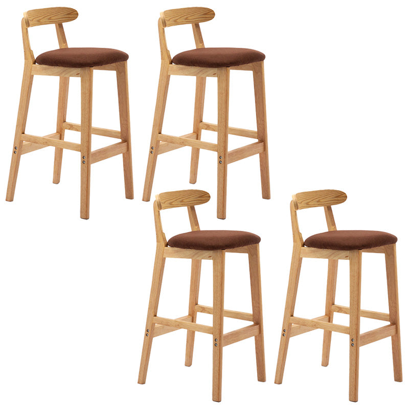 Industrial Armless Backrest Counter Stool Rubber Wood Cafe Bar Stool with Pedal