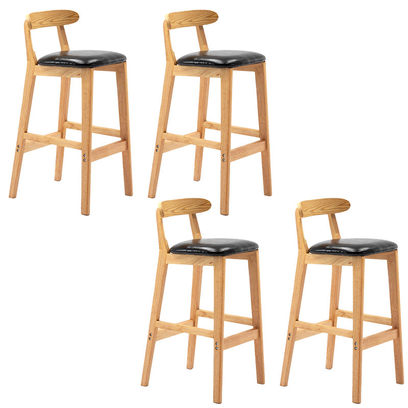 Industrial Armless Backrest Counter Stool Rubber Wood Cafe Bar Stool with Pedal