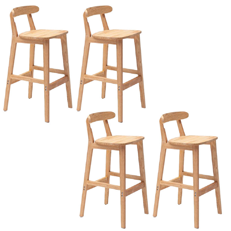 Industrial Armless Backrest Counter Stool Rubber Wood Cafe Bar Stool with Pedal
