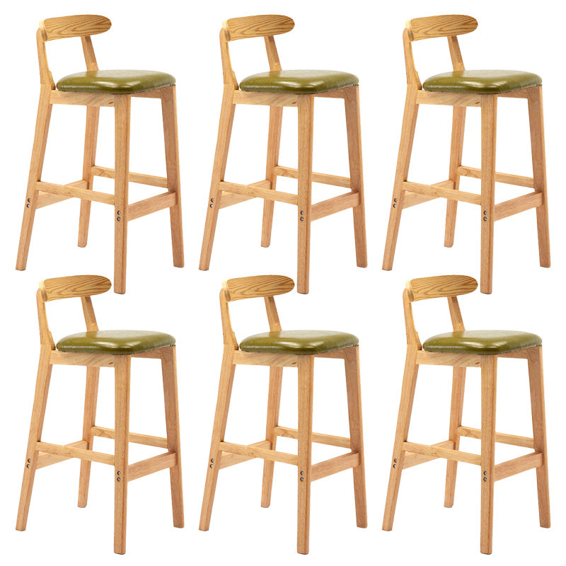 Industrial Armless Backrest Counter Stool Rubber Wood Cafe Bar Stool with Pedal