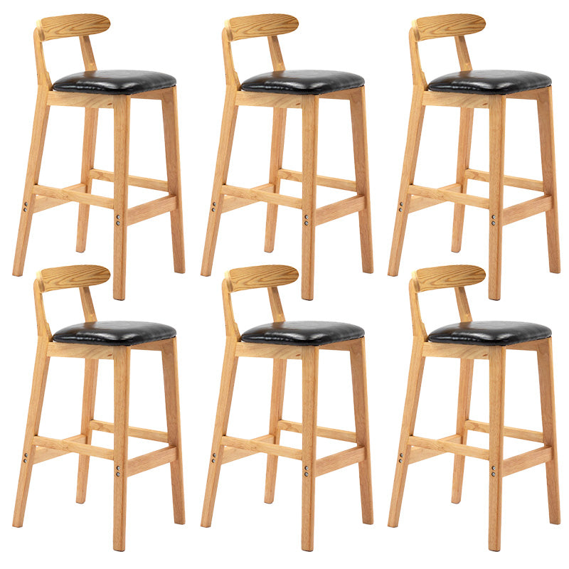 Industrial Armless Backrest Counter Stool Rubber Wood Cafe Bar Stool with Pedal