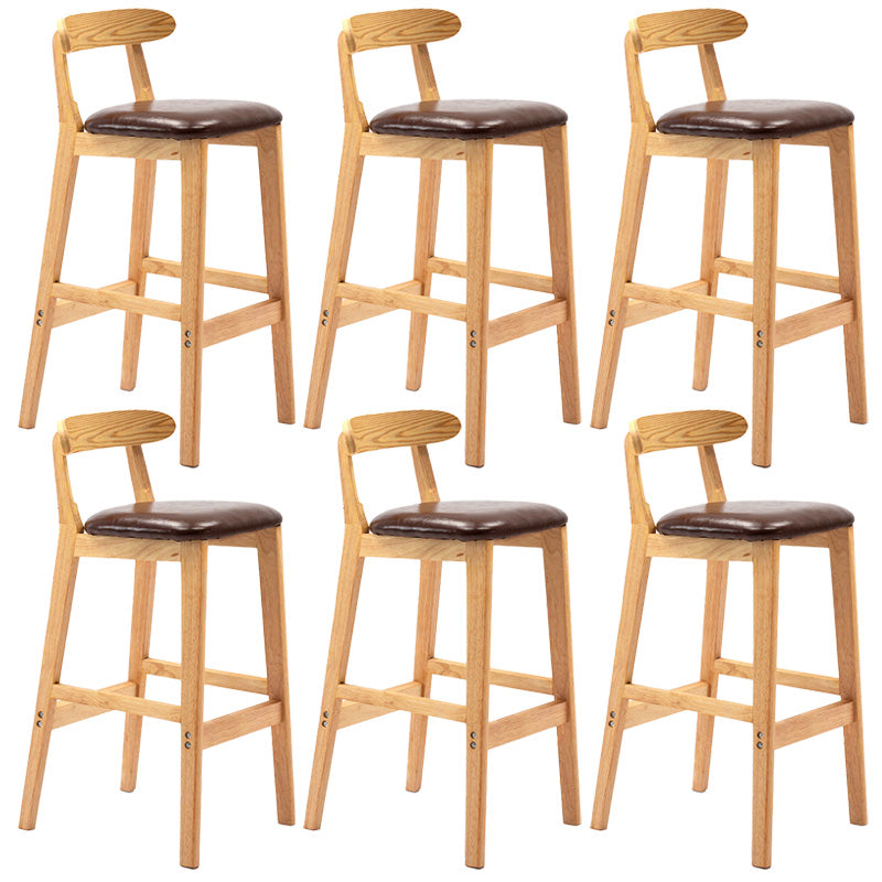 Industrial Armless Backrest Counter Stool Rubber Wood Cafe Bar Stool with Pedal