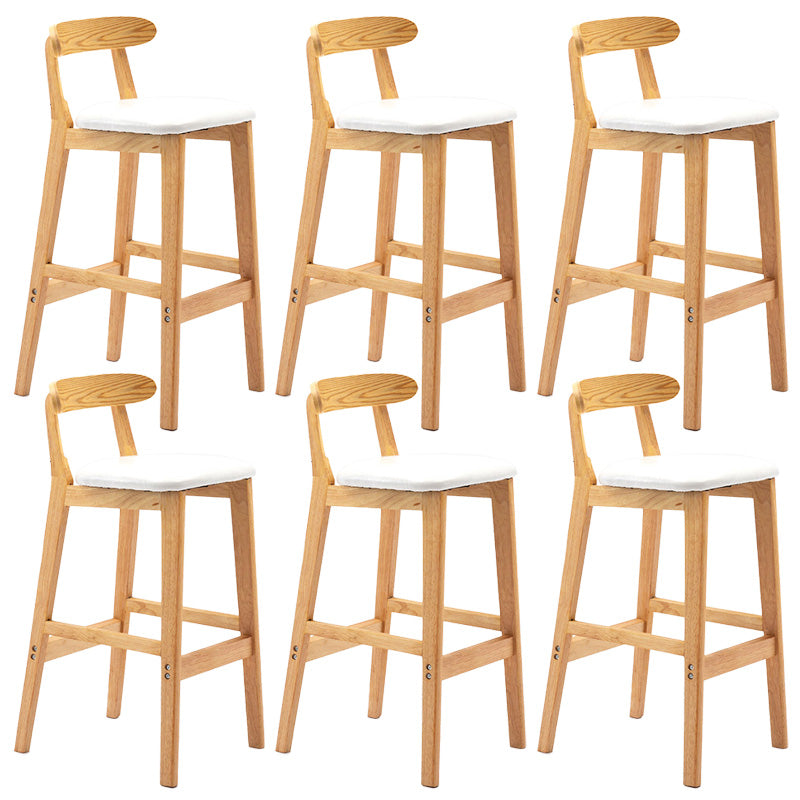 Industrial Armless Backrest Counter Stool Rubber Wood Cafe Bar Stool with Pedal