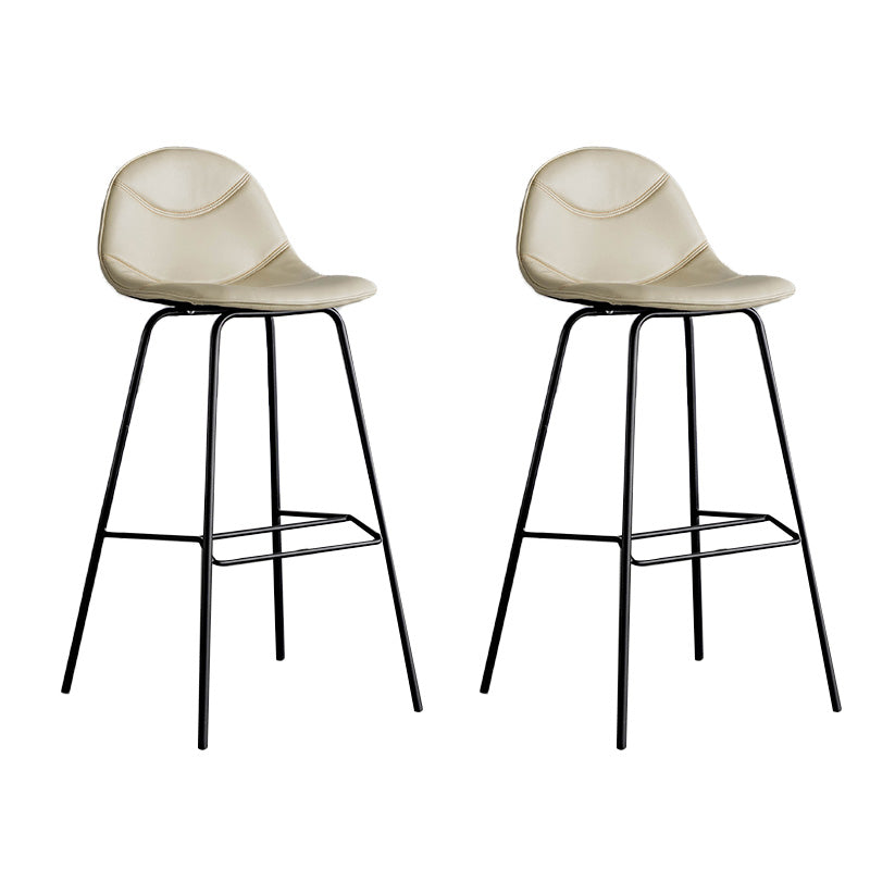 Modern Backrest Armless Counter Stool Iron Bistro Bar Stool with Leather Cushion