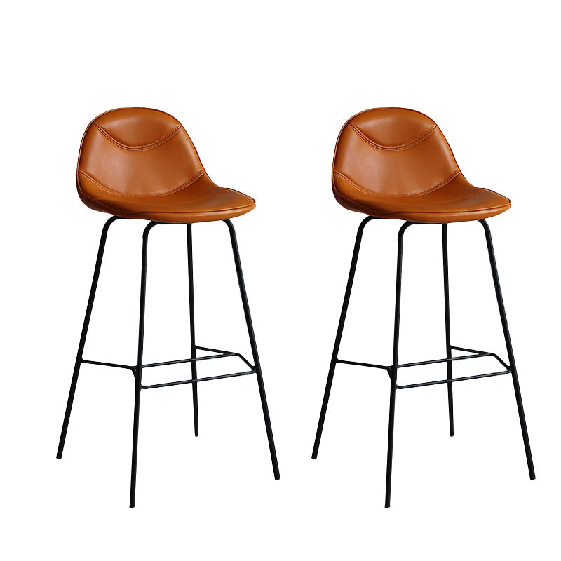 Modern Backrest Armless Counter Stool Iron Bistro Bar Stool with Leather Cushion
