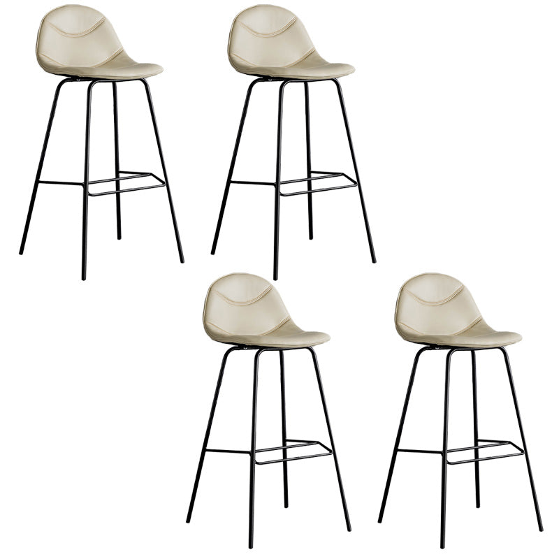 Modern Backrest Armless Counter Stool Iron Bistro Bar Stool with Leather Cushion