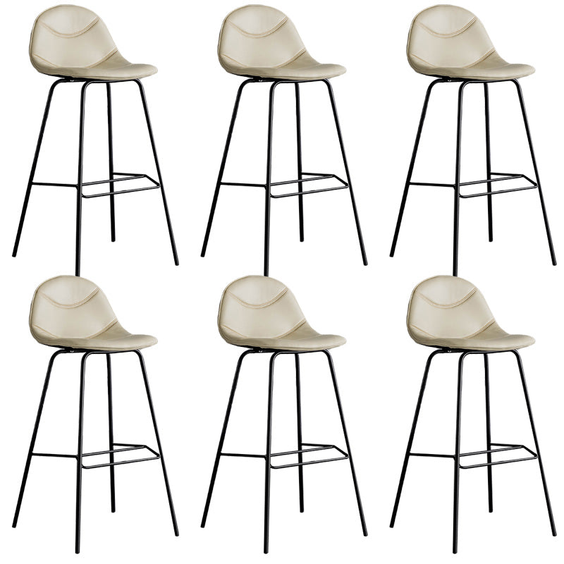 Modern Backrest Armless Counter Stool Iron Bistro Bar Stool with Leather Cushion