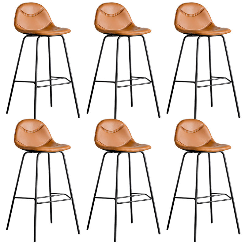 Modern Backrest Armless Counter Stool Iron Bistro Bar Stool with Leather Cushion