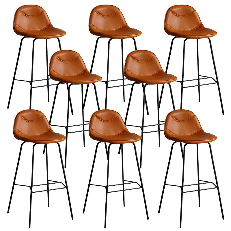 Modern Backrest Armless Counter Stool Iron Bistro Bar Stool with Leather Cushion