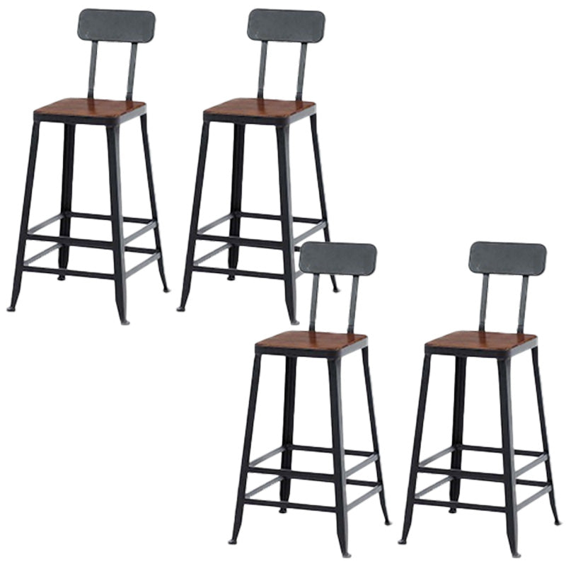 Contemporary Metal Bar Stool Wood Seat Bar Stool for Home Use
