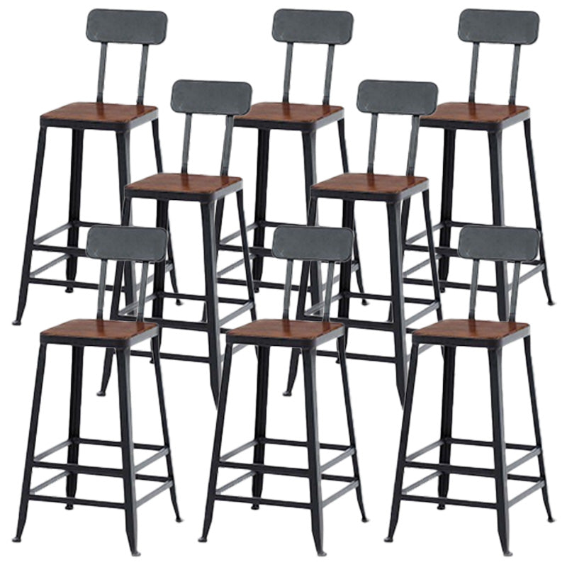 Contemporary Metal Bar Stool Wood Seat Bar Stool for Home Use