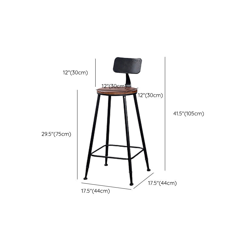 Contemporary Metal Bar Stool Wood Seat Bar Stool for Home Use