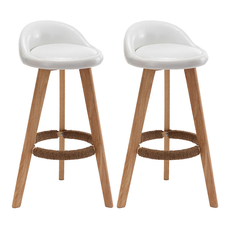 Industrial Armless Backrest Counter Stool Wood Cafe Bar Stool with Cushion and Pedal