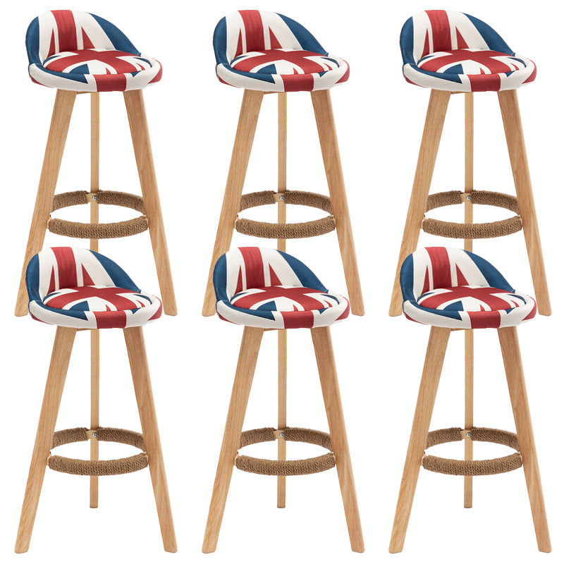 Industrial Armless Backrest Counter Stool Wood Cafe Bar Stool with Cushion and Pedal