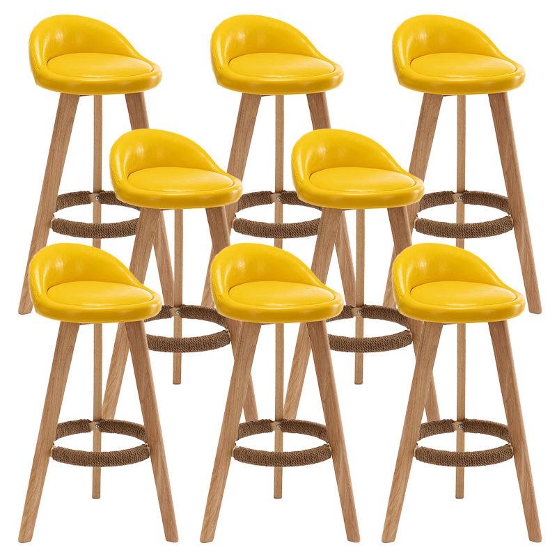 Industrial Armless Backrest Counter Stool Wood Cafe Bar Stool with Cushion and Pedal