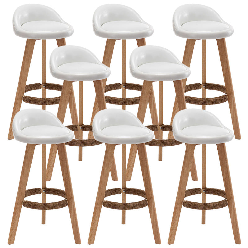 Industrial Armless Backrest Counter Stool Wood Cafe Bar Stool with Cushion and Pedal