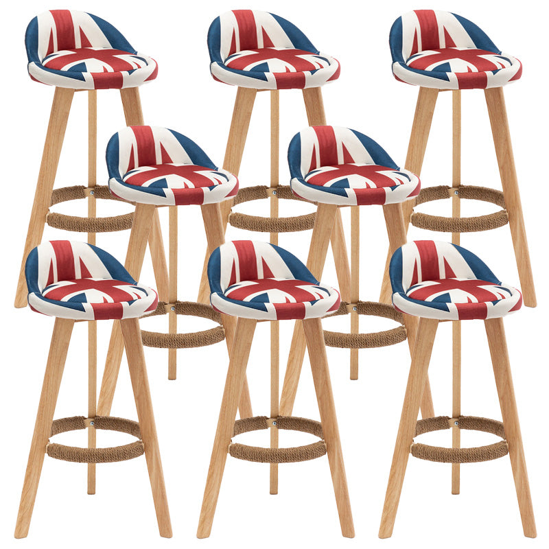 Industrial Armless Backrest Counter Stool Wood Cafe Bar Stool with Cushion and Pedal