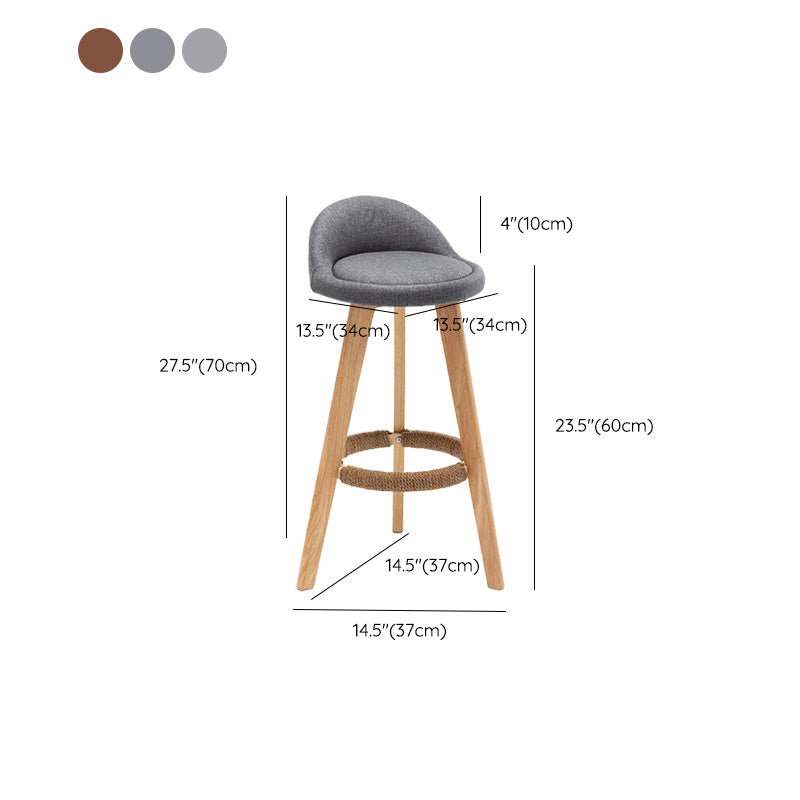 Industrial Armless Backrest Counter Stool Wood Cafe Bar Stool with Cushion and Pedal