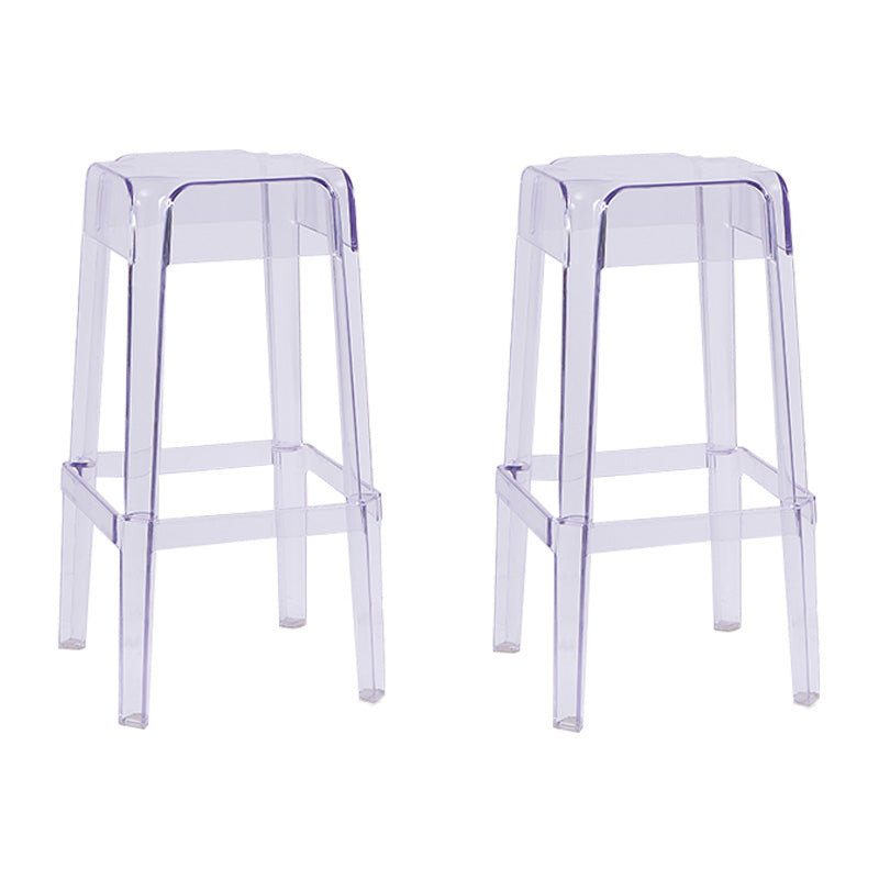 30" Height Backrest Armless Counter Stool Industrial Plastic Bistro Bar Chair with 4 Legs