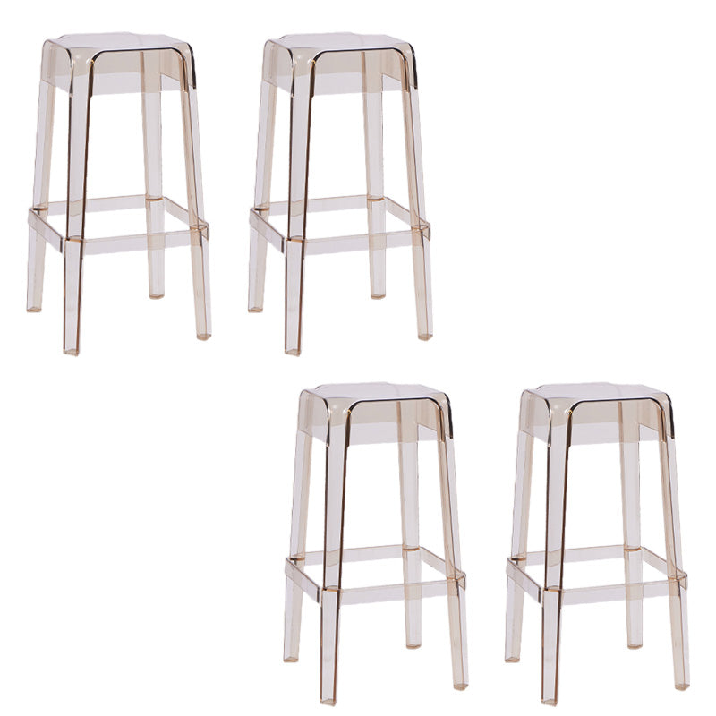 30" Height Backrest Armless Counter Stool Industrial Plastic Bistro Bar Chair with 4 Legs