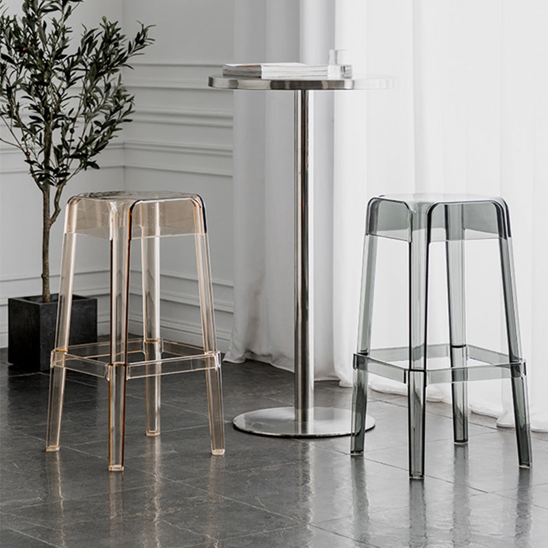 30" Height Backrest Armless Counter Stool Industrial Plastic Bistro Bar Chair with 4 Legs