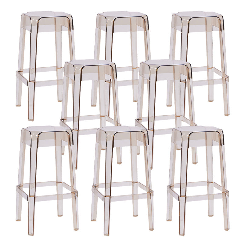 30" Height Backrest Armless Counter Stool Industrial Plastic Bistro Bar Chair with 4 Legs