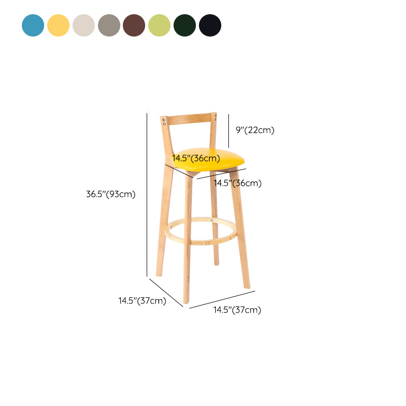 Nordic Armless Backrest Counter Stool Wood Cashier Bar Stool with Cushion and Pedal