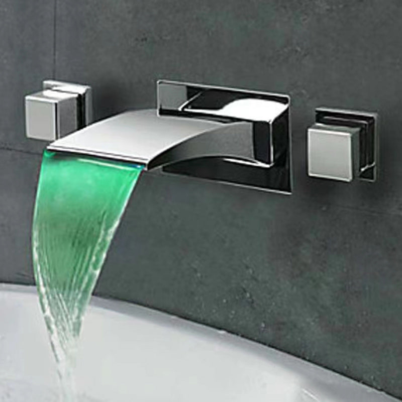 2 Handle Widespread Faucet 3-Hole Widespread Wall Mounted Bathroom Sink Faucet